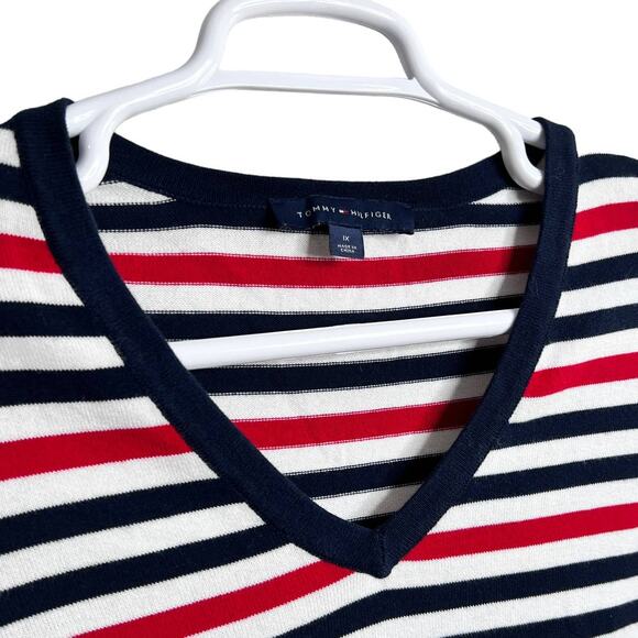 Tommy Hilfiger Womens Long Sleeve Sweater Blue Size 1X  V-Neck American Stripes - Picture 6 of 8